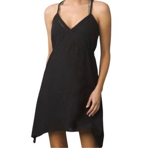 PRANA Darya Dress Size L Organic Cotton Beach Dress Black Stappy Swim Cover